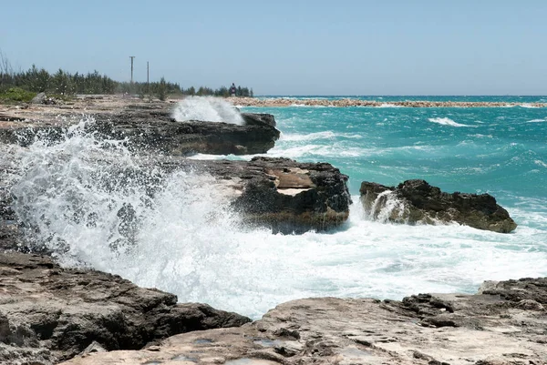 Vista Das Ondas Grandes Que Atingem Litoral Erodido Ilha Grand — Fotografia de Stock