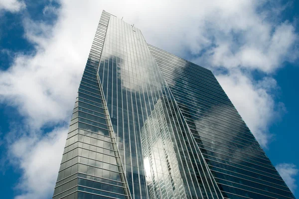 Vista Abstracta Del Rascacielos Cubierto Vidrio Con Reflejo Centro Miami — Foto de Stock