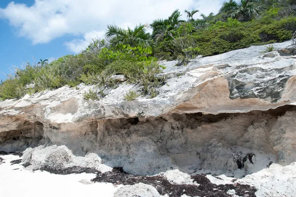 Eroded Line Rocky Landscape Half Moon Cay Island Beach Bahamas — Stock Photo, Image