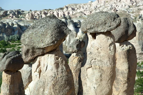 Vue Rapprochée Des Célèbres Rochers Érodés Cappadoce Cavusin Turquie — Photo