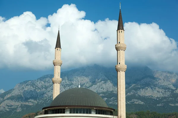 Tall Minarets Largest Mosque Kemer Resort Town Turkey — Stock Photo, Image