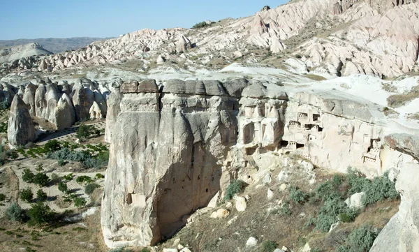 Vue Panoramique Sur Les Célèbres Rochers Érodés Cappadoce Cavusin Turquie — Photo