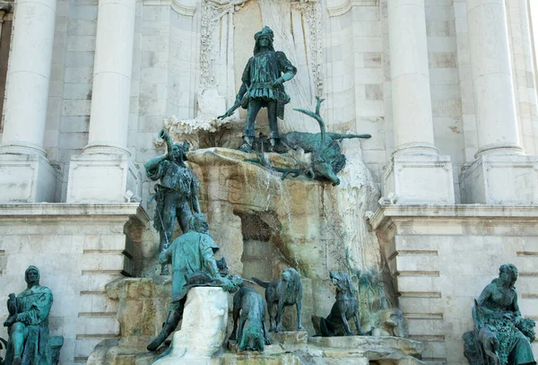 Historická Fontána Století Loveckým Tématem Budapešti Maďarsko — Stock fotografie