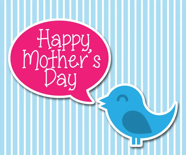 mutlu anneler günü şirin mutlu kuş diyor. vektör kartı