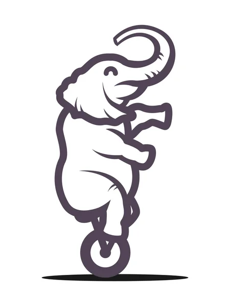 Tek tekerlekli bisiklet üzerinde fil binmek