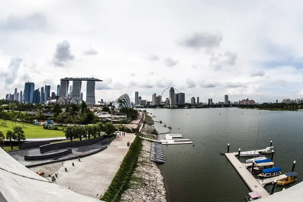 Shot marina Körfezi'nin ve Singapur gözünden marina barrage manzara
