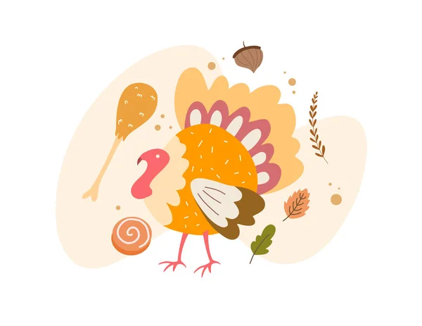 Harvest Food Thanksgiving Concept Flat Design Resources Background — Stock Vector