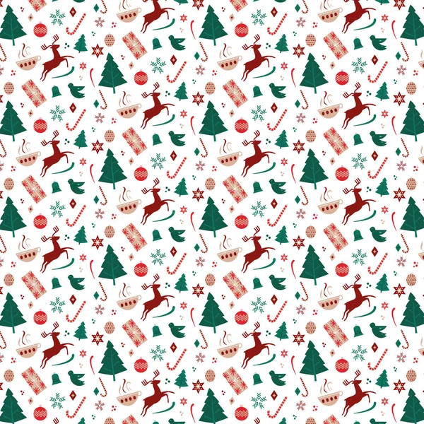 Şenlikli Noel kusursuz raster desenli illüstrasyon. İskandinav teması.