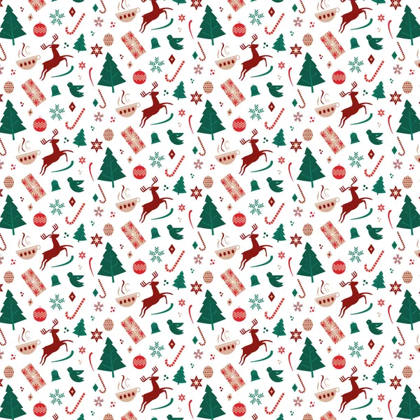 Festive Christmas seamless repeat raster pattern Illustration. Nordic Scandinavian theme. — Stock Photo, Image