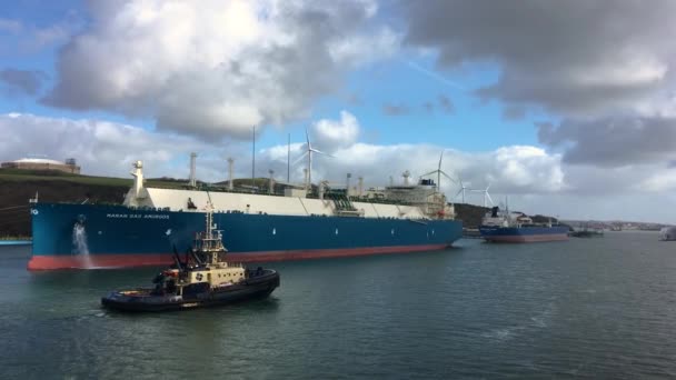 Pembroke Port Galler Şubat 2022 Küçük Tekne Şubat 2022 Galler — Stok video