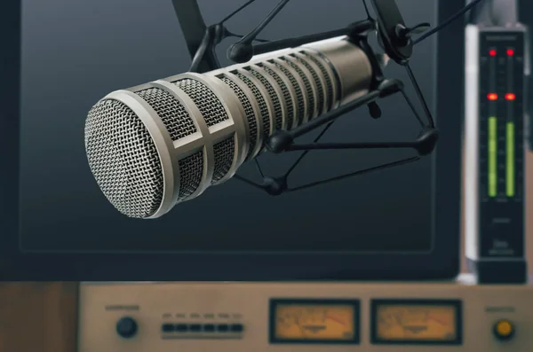 Professionell Mikrofon Och Ljudmixer Studio — Stockfoto