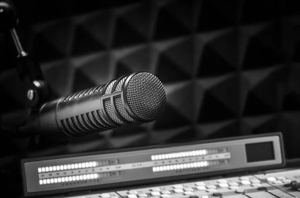 Professional Microphone Sound Mixer Radio Station Studio — Stock Photo, Image