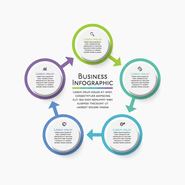 Apresentação Modelo Infográfico Círculo Negócios —  Vetores de Stock