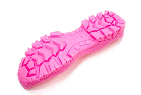 Impressora 3D impresso solas de sapato rosa em tamanho natural isolado em fundo branco — Fotografia de Stock