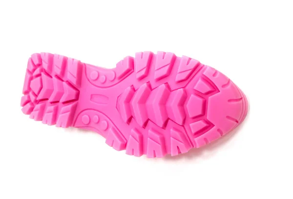 Impressora 3D impresso solas de sapato rosa em tamanho natural isolado em fundo branco — Fotografia de Stock
