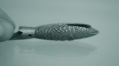 Metal yakın çekim makrosu için 3D yazıcıya basılmış. Üç boyutlu model