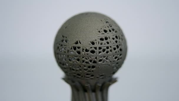 Modelo impreso en impresora 3D para macro de primer plano de metal. Modelo tridimensional — Vídeo de stock