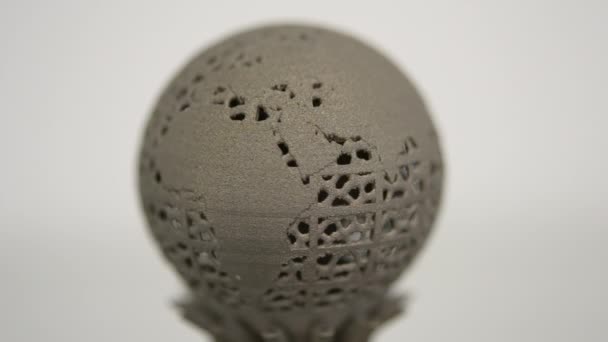 Modelo impreso en impresora 3D para macro de primer plano de metal. Modelo tridimensional — Vídeo de stock