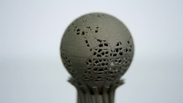 Model printed on 3D printer for metal close-up macro. Three-dimensional model — Stock Video