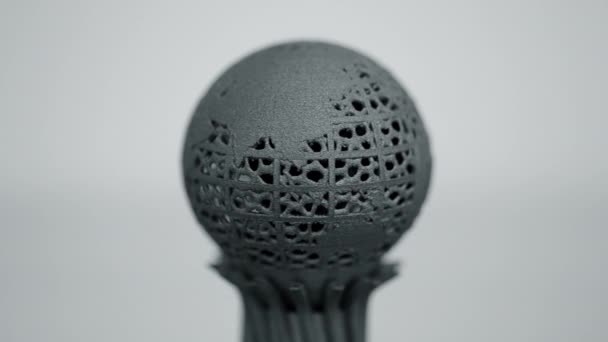 Modelos impresos en impresora 3D para macro metal. Primer plano de la superficie del objeto. — Vídeos de Stock