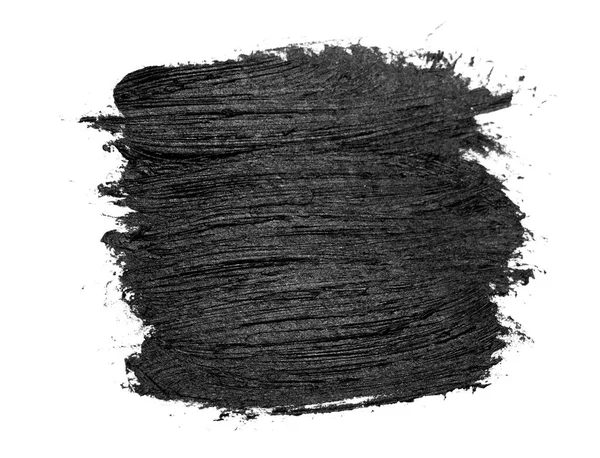 Pinceladas de pincel negro pinturas al óleo sobre papel blanco. Aislado sobre fondo blanco. —  Fotos de Stock