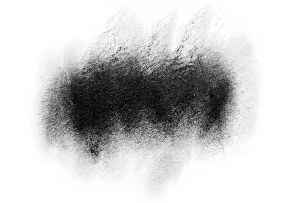 Zwarte penseelstreken olieverf op wit papier. Geïsoleerd op witte achtergrond. — Stockfoto