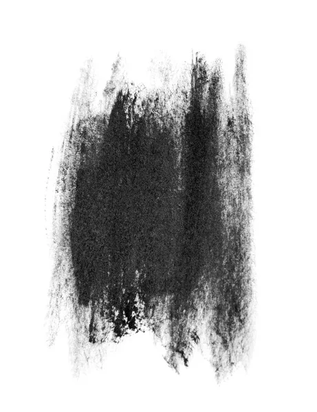Zwarte penseelstreken olieverf op wit papier. Geïsoleerd op witte achtergrond. — Stockfoto