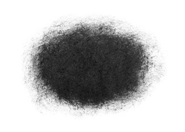 Siyah fırça, beyaz kağıda yağlı boya sürer. İzole edilmiş beyaz arkaplan.