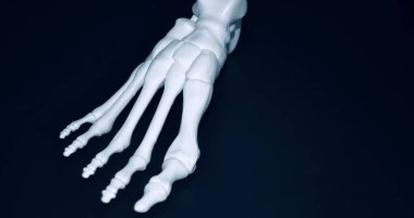 İnsan ayağı iskeletinin beyaz prototipi 3D yazıcıya basılmış.