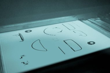 Endüstriyel toz 3D yazıcı yazıcı, yazıcıya yakın çekim. Çoklu Jet Füzyon MJF