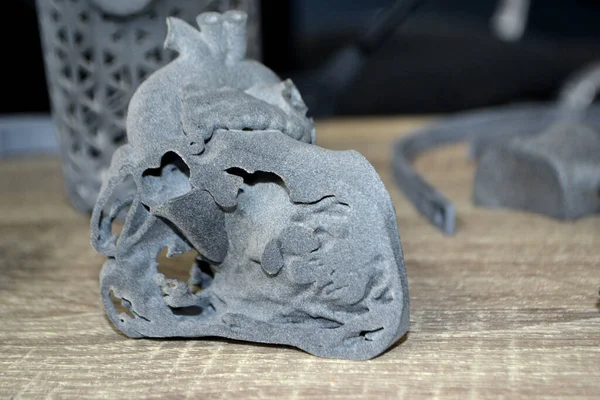Protótipo metade do coração humano cortado impresso na impressora 3D. — Fotografia de Stock