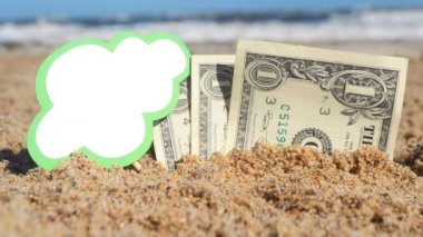 Kağıt bir dolar ve boş konuşma baloncuğu olan küçük bir sopa.