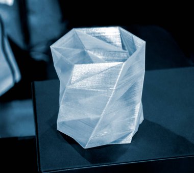 Model printed on 3D printer. Many object printed on 3D printer made of plastic