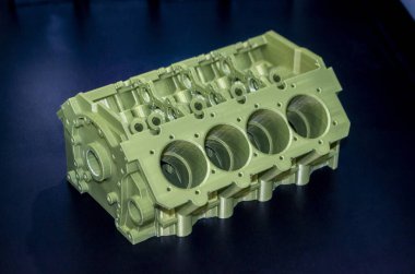 Models prototype car motor printed on 3D printer. Objects printed on 3D printer