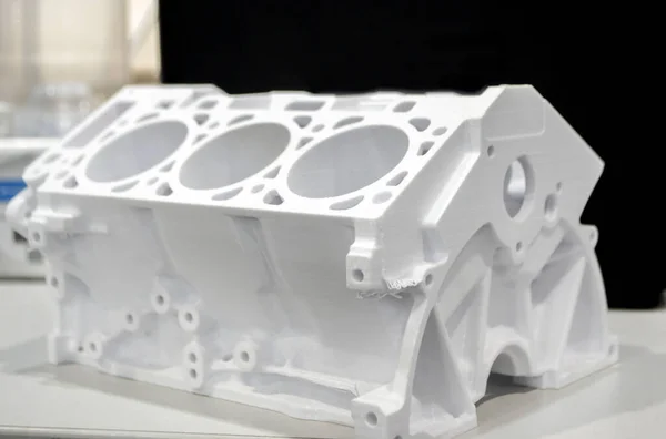 Model prototype car motor printed on 3D printer. Object printed on 3D printer