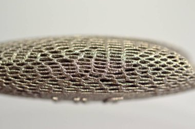 Metal makro için 3D yazıcıya basılmış mankenler. Nesne yüzeyi yakın plan.