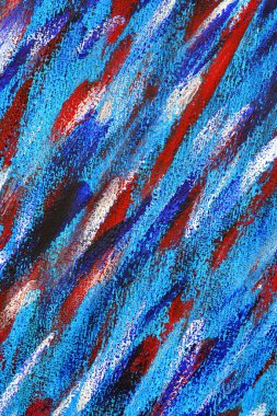 Renkli fırça darbelerinin yaratıcı arkaplanı. Mavi, kırmızı, beyaz renkli makro fırça darbelerinin soyut sanat arkaplanı. Çizim, resim desen yüzey zeminini boyar