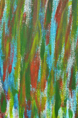 Tuval üzerindeki renkli fırça darbelerinin yaratıcı arka planı. Yeşil kırmızı, beyaz, mavi, makro boyalı fırça darbelerinin soyut sanat arkaplanı. Boya deseni arkaplanı çizimi