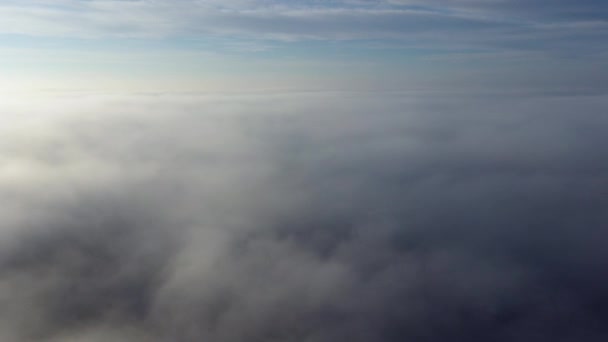 Aerial Drone View Flight Fog Flight White Fluffy Fog Mist — Video Stock