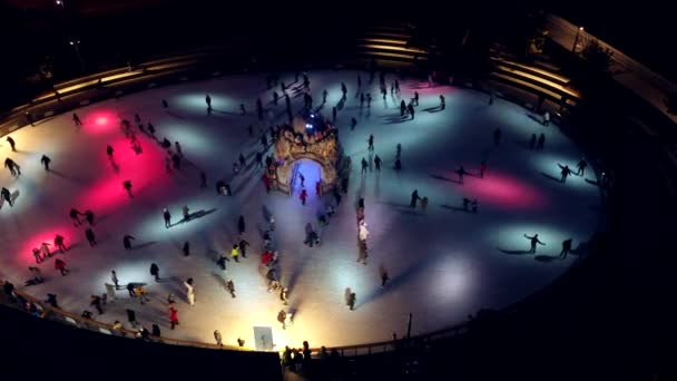 Aerial Drone View Flight Ice Skating Rink Open Sky Light — Stockvideo