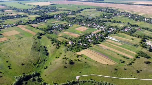 Ukrainian Village Top View View Variety Agro Industrial Fields Different — Wideo stockowe