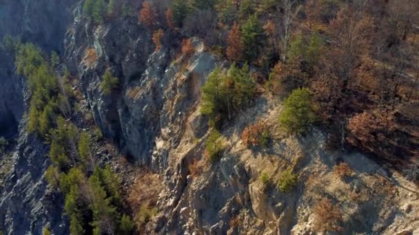 Rocks Wall Granite Stone Quarry Top View Aerial Drone View — Vídeo de stock