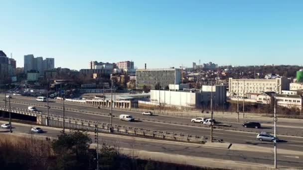 Kyiv Ukraine January 2022 Urban Landscape Cityscape Landmarks Road Bridge — ストック動画