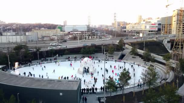 Kyiv Ukraine January 2022 Ice Rink Open Air City Winter — Wideo stockowe