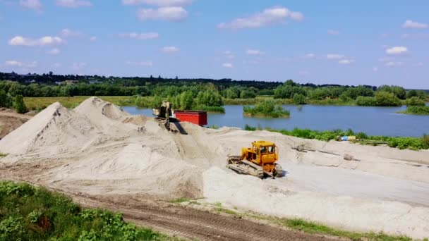 Chepelievka Ukraine August 2021 Aerial Drone View Flight Sand Mining — 비디오