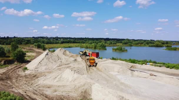 Chepelievka Ukraine August 2021 Aerial Drone View Flight Sand Mining — Vídeo de Stock