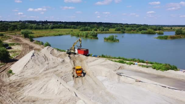 Chepelievka Ukraine August 2021 Aerial Drone View Flight Sand Mining — Stock videók