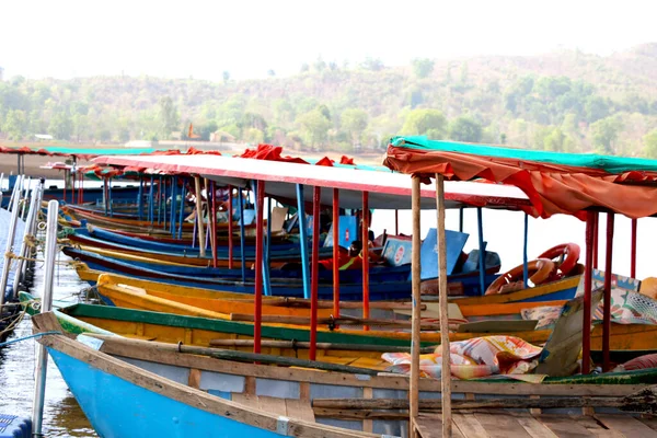 Bateau Bois Ferry Attraction Touristique Lac Dudhni Gujarat Inde — Photo