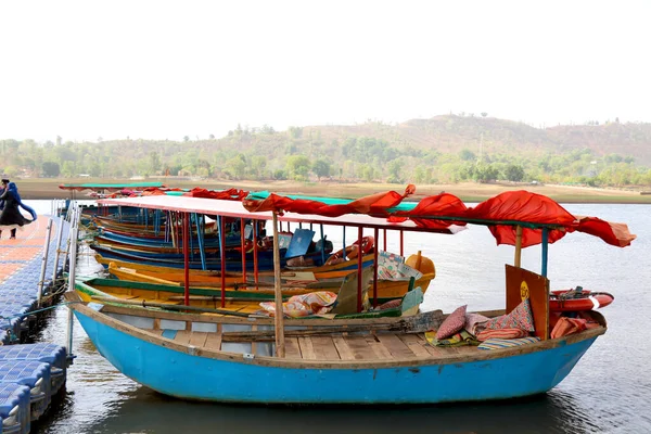 Barco Madera Ferry Atracción Turística Lago Dudhni Gujarat India — Foto de Stock
