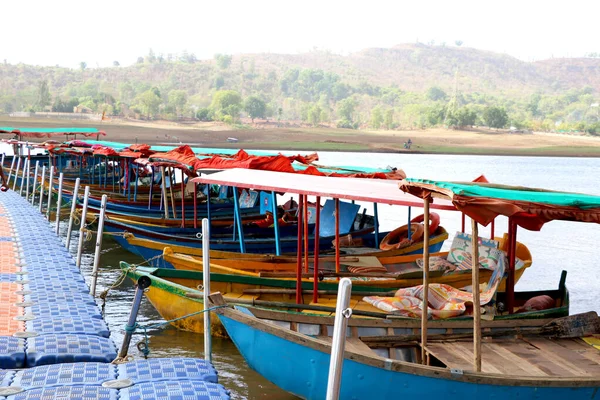 Barco Madera Ferry Atracción Turística Lago Dudhni Gujarat India — Foto de Stock